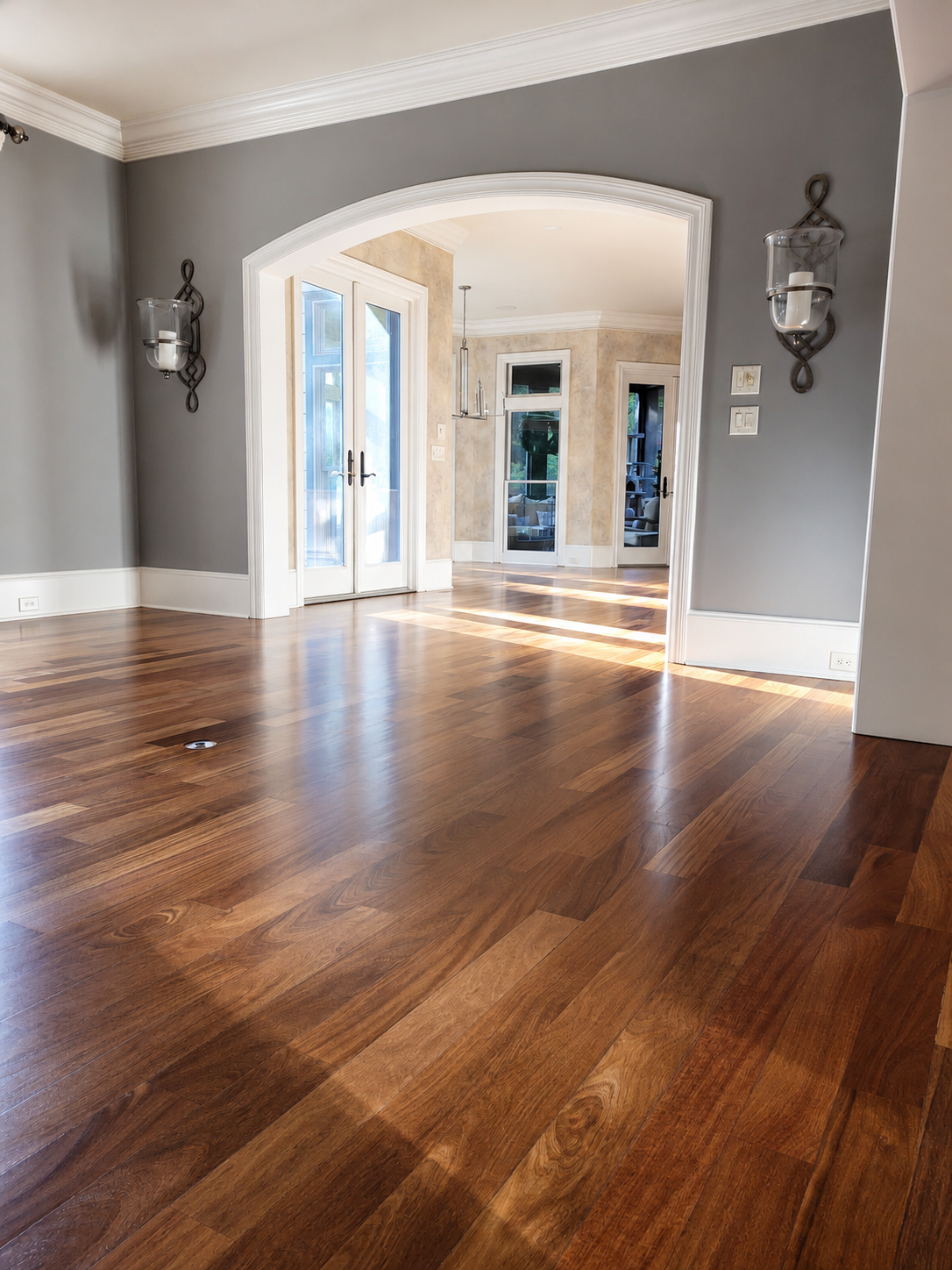 Move-in ready home renovation in Charlotte NC featuring open concept living room with hardwood floors